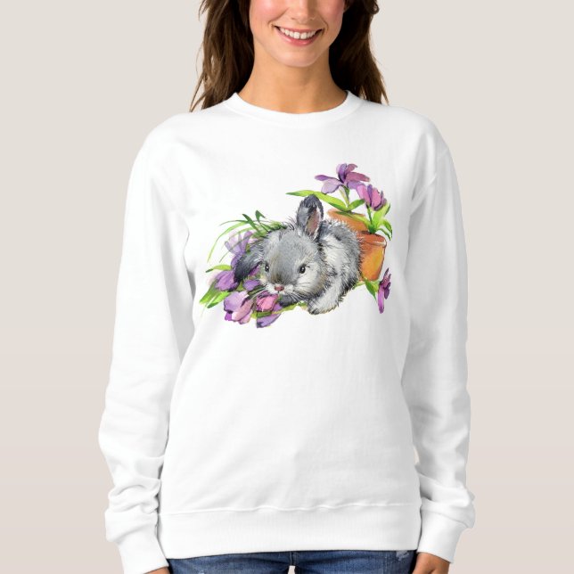 Aquarellfarbener Osterhase Kaninchen | Urlaub Sweatshirt (Vorderseite)