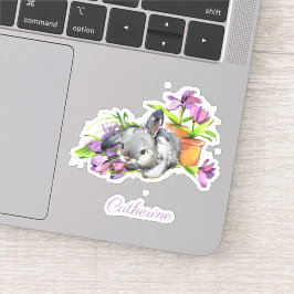 Aquarellfarbener Ostern Bunny Rabbit Personalisier Aufkleber