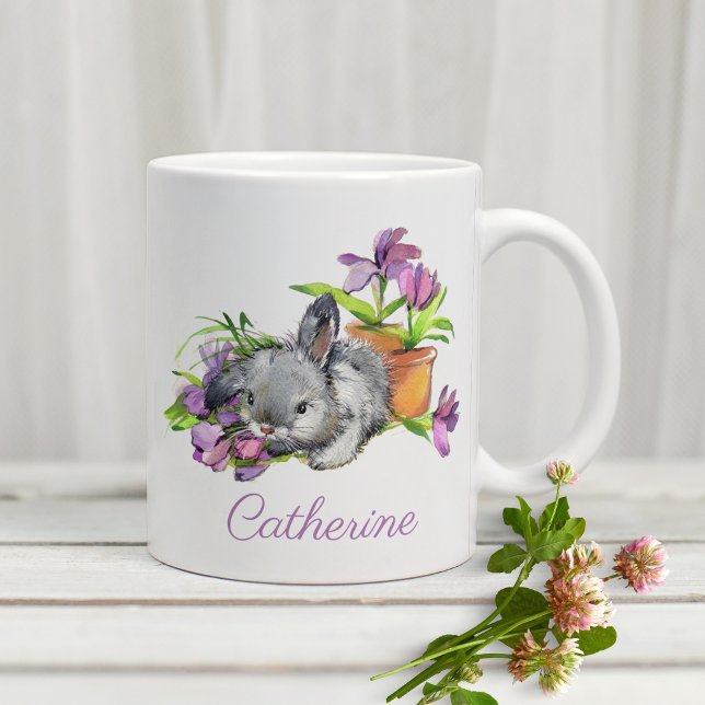 Aquarellfarbener Ostern Bunny Rabbit Personalisier Kaffeetasse (Von Creator hochgeladen)