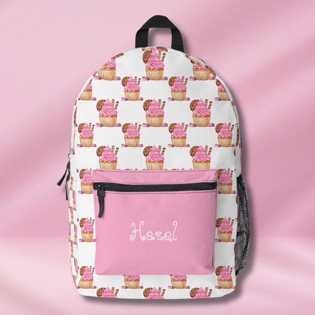 Aquarellfarbener Pinkkuchen mit Schokoladenmuster Bedruckter Rucksack (Von Creator hochgeladen)