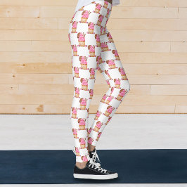 Aquarellfarbener Pinkkuchen mit Schokoladenmuster Leggings