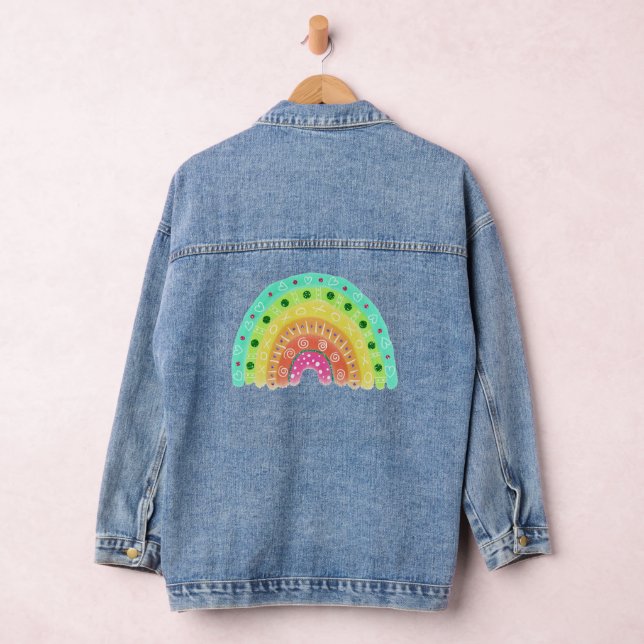 Aquarellfarbener Regenbogen Hübsch Jeansjacke (Hangar)