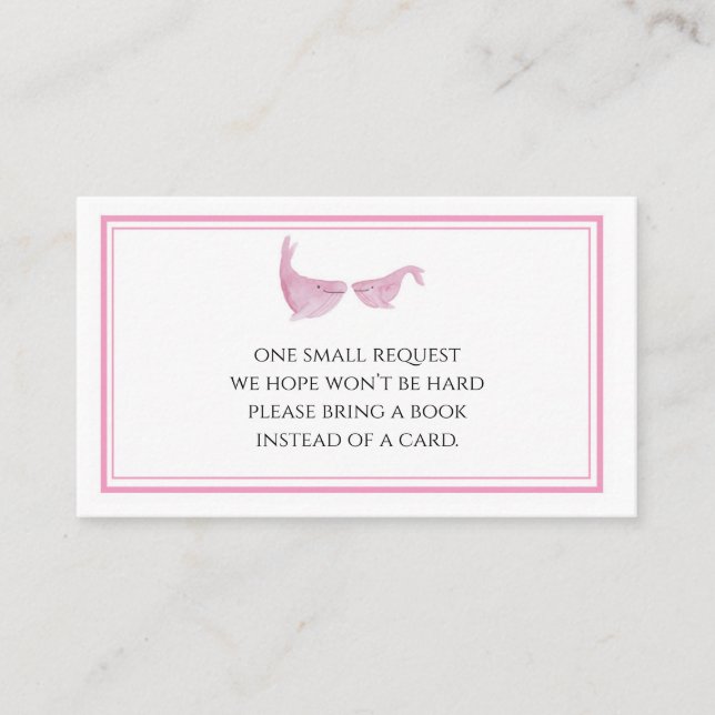 Aquarellfarbener Rosa Wal Bitte eine Reservekarte  Visitenkarte (Vorderseite)