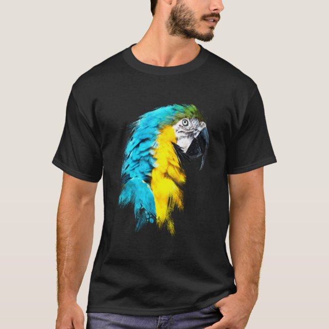 Aquarellfarbener Scarlet Macaw Parrot Bird Pa T-Shirt (Vorderseite)