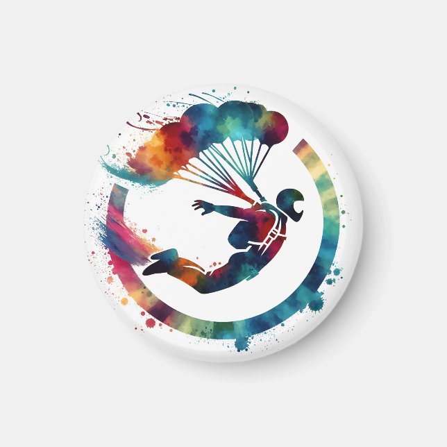 Aquarellfarbener Skydiver Magnet (Vorne)