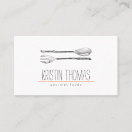 Aquarellfarbener Spoon und Catering der Gabel Visitenkarte