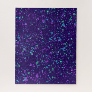 Aquarellfarbener Spritzer im dunklen Lila Puzzle
