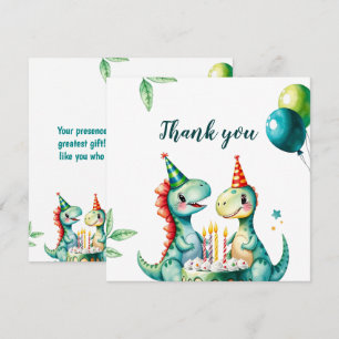 Aquarellfarbener Trex Dinosaurier 1. Geburtstag Dankeskarte