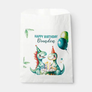 Aquarellfarbener Trex Dinosaurier 1. Geburtstag Geschenktütchen