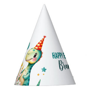 Aquarellfarbener Trex Dinosaurier 1. Geburtstag Partyhütchen