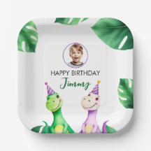 Aquarellfarbener Trex Kinder Foto Geburtstag