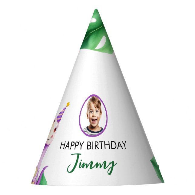 Aquarellfarbener Trex Kinder Foto Geburtstag Partyhütchen (Vorderseite)