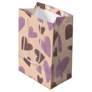 Aquarellfarbener Valentinstag Schokolade Rosa Herz Mittlere Geschenktüte