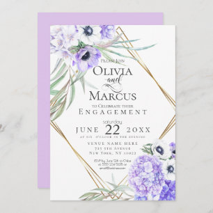 Aquarellfarbener violetter Anemone Einladung