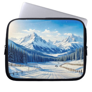 Aquarellfarbener Winterhintergrund Elektronenbeute Laptopschutzhülle