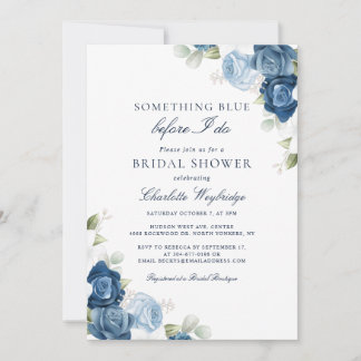 Aquarellfarbenes blaues Brautparty Einladung