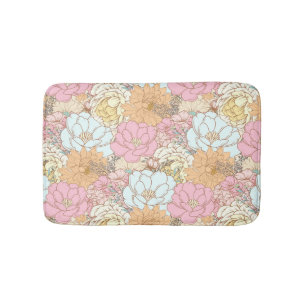 Aquarellfarbenes Blumenmuster Badematte