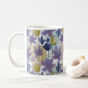 Aquarellfarbenes Blumenmuster  Kaffeetasse