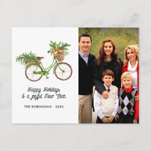 Aquarellfarbenes Blumenradfahrrad Weihnachten Fami