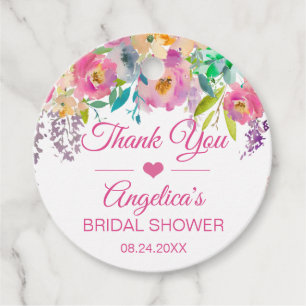 Aquarellfarbenes Blumenrosa Brautparty Vielen Dank Geschenkanhänger