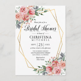 Aquarellfarbenes Blumenrosa Rose Brautparty Einladung