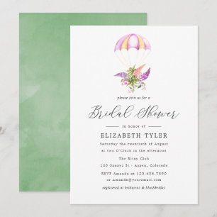 Aquarellfarbenes Bouquet Parachute Brautparty Einladung