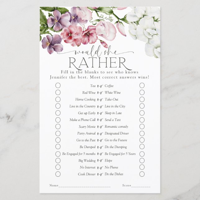 Aquarellfarbenes Brautparty (Vorderseite)