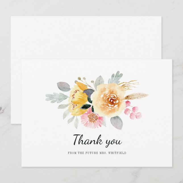 Aquarellfarbenes Brautparty Dankeskarte (Vorne/Hinten)