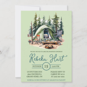 Aquarellfarbenes Camping, Zelt, Außenbereich, Brau Einladung