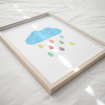 Aquarellfarbenes Cloud-Poster