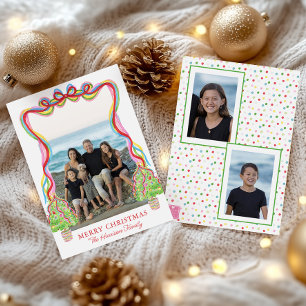 Aquarellfarbenes Confetti Weihnachtsbaumen Foto Feiertagskarte