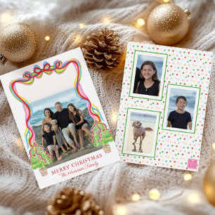 Aquarellfarbenes Confetti Weihnachtsbaumen Foto Feiertagskarte