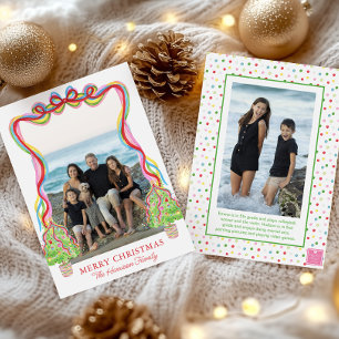 Aquarellfarbenes Confetti Weihnachtsbaumen Foto Feiertagskarte