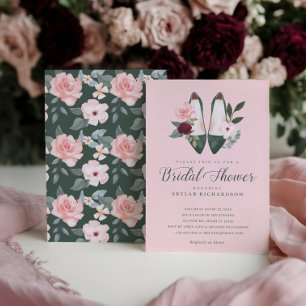 Aquarellfarbenes Emerald High Heel Brautparty Einladung