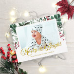 Aquarellfarbenes fröhliches und helles Weihnachtsf Postkarte<br><div class="desc">In Beautiful Christmas botanical watercolor design,  easy to customize with your own picture and message.</div>