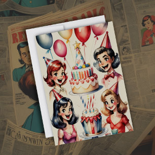 Aquarellfarbenes Funny Comic Geburtstagslandschaft Einladung