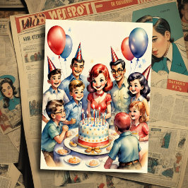 Aquarellfarbenes Funny Comic Geburtstagslandschaft Einladung