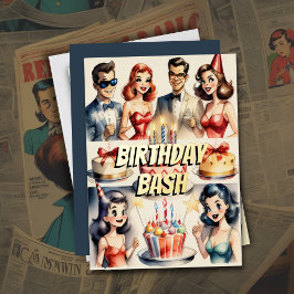 Aquarellfarbenes Funny Comic Geburtstagslandschaft Folieneinladung