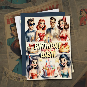 Aquarellfarbenes Funny Comic Geburtstagslandschaft Folieneinladung