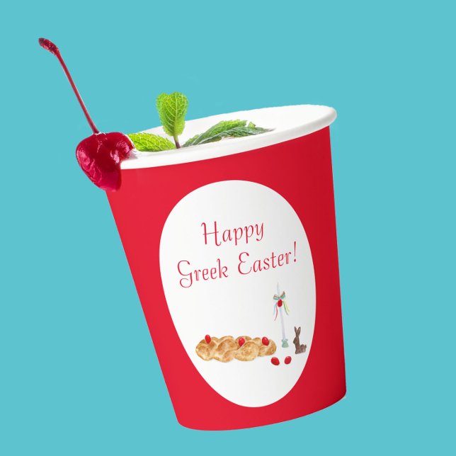 Aquarellfarbenes Griechen Ostern Brot mit sonniger Pappbecher (Von Creator hochgeladen)