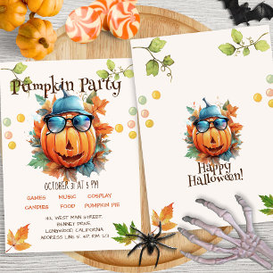 Aquarellfarbenes Halloween-Party Einladung