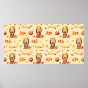 Aquarellfarbenes Herbst nahtloses Muster. Niedlich Poster