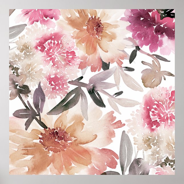 Aquarellfarbenes Hintergrundmuster, Blume, Kunst,  Poster (Vorne)