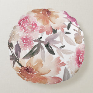 Aquarellfarbenes Hintergrundmuster, Blume, Kunst, Rundes Kissen