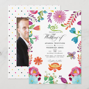 Aquarellfarbenes mexikanisches Fiesta Wedding Foto Einladung