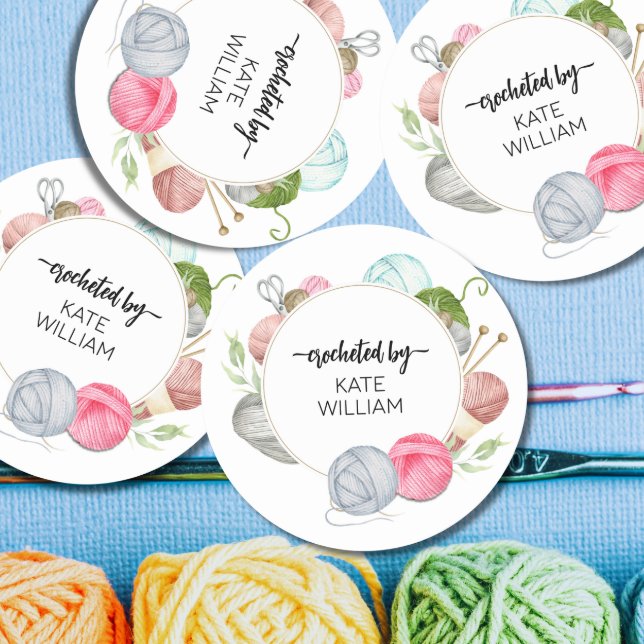 Aquarellfarbenes, mit Etiketten verziertes Garn au Runder Aufkleber (Von Creator hochgeladen)