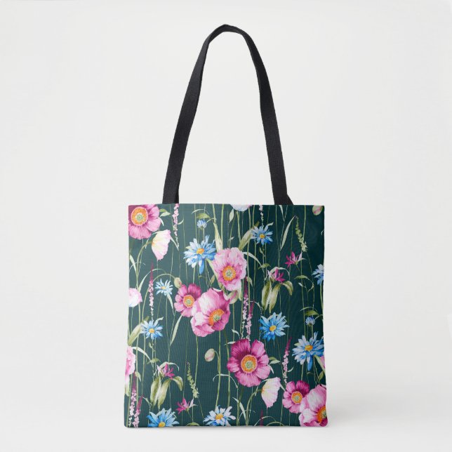 Aquarellfarbenes nahtloses Muster mit Mohnmohn-Blu (Vorderseite)