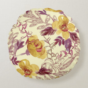 Aquarellfarbenes Nahtloses Muster mit verdichtetem Rundes Kissen