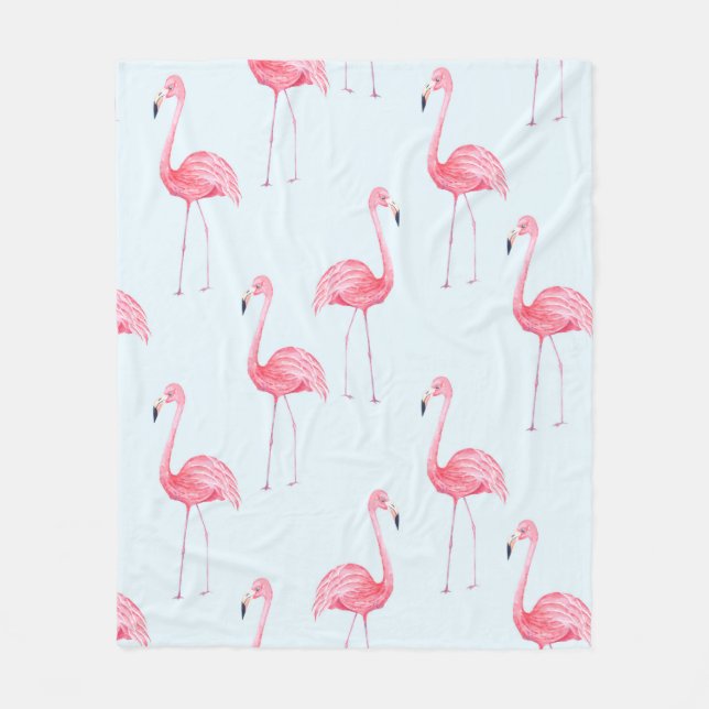 Aquarellfarbenes nahtloses Muster von Flamingo auf Fleecedecke (Vorderseite)