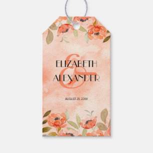 Aquarellfarbenes orangefarbenes Brautparty Gefalle Geschenkanhänger